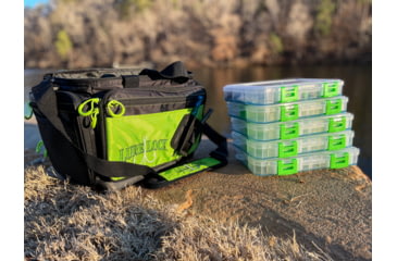 Image of Lure Lock Soft Sided Bag &amp; 5 Medium Boxes w/Tak Liner Pack Combo, Clear/Green, Green/Black, LLPKC