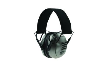 Image of Smith &amp; Wesson Premium electronic earmuff with silver earcups, Black/Silver, One Size MP251C