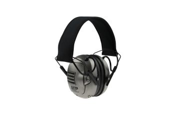 Image of Smith &amp; Wesson Premium electronic earmuff with silver earcups, Black/Silver, One Size MP251C