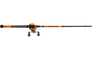 Image of Team Lew's Signature Series Casting Rod, 7ft 6in 1-PC Graphite Blank w/ FOCAS Technology, Medium  w/ Fast, Seaguide RA Line Guides, Split-Grip Handle, Silver/Black, TLS76M-CB