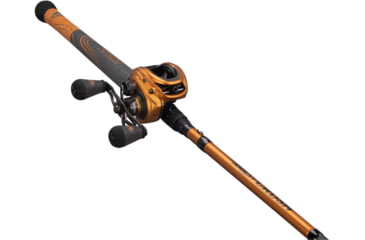 Image of Team Lew's Signature Series Casting Rod, 7ft 6in 1-PC Graphite Blank w/ FOCAS Technology, Medium  w/ Fast, Seaguide RA Line Guides, Split-Grip Handle, Silver/Black, TLS76M-CB