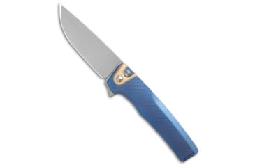 Image of Machinewise Sonora Integral Folding Knife, 3.40in, CPM 20CV, Drop Point Blade, Titanium, Blue Handle, Diamond Texture Navy, Blue/Black, 7.80 inch, BHQ-210678