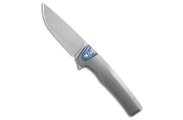 Image of Machinewise Sonora Integral Folding Knife, 3.40in, CPM 20CV, Drop Point Blade, Titanium, Blue/Gray Handle, Fine Step Texture Ti, Blue/Gray/Gray, 7.80 inch, BHQ-209060