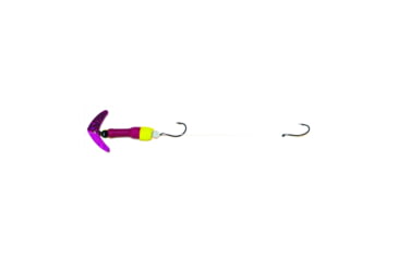 Image of Mack's Lure Wally Pop Crawler Series Spinner, 2 Hooks Size 2, Leader 72 in, Dark Cerise Sparkle Smile Blade, Vivid Purple/ Yellow, 63052