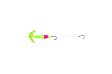 Image of Mack's Lure Wally Pop Crawler Series Spinner, 2 Hooks Size 2, Leader 72 in, Chartreuse Sparkle Smile Blade, Lime Green/Pink, 63058