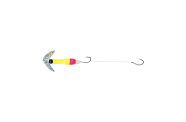 Image of Mack's Lure Wally Pop Crawler Series Spinner, 2 Hooks Size 2, Leader 72 in, Silver Sparkle Smile Blade, Yellow/Pink, 63059