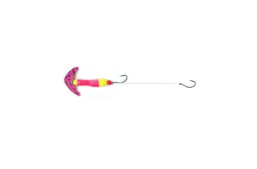 Image of Mack's Lure Wally Pop Crawler Series Spinner, 2 Hooks Size 2, Leader 72 in, Hot Pink Sparkle Smile Blade, Pink/Yellow, 63050