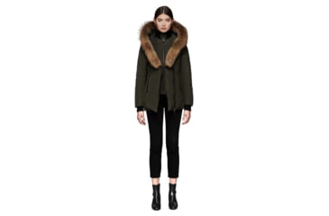 Image of Mackage Adali Fitted Winter Down Coat With Fur Hood - Womens, Army, Extra Small, ADALI-ARMY-XS
