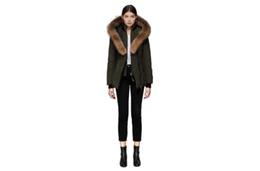 Image of Mackage Adali Fitted Winter Down Coat With Fur Hood - Womens, Army, Extra Small, ADALI-ARMY-XS