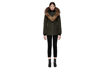 Image of Mackage Adali Fitted Winter Down Coat With Fur Hood - Womens, Army, Extra Small, ADALI-ARMY-XS