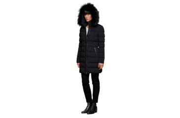 Image of Mackage Calla Lightweight Down Coat With Fur Trimmed Hood - Womens, Black, Large, CALLA-BLACK-L