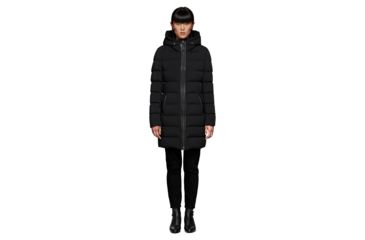 Image of Mackage Calla Lightweight Down Coat With Fur Trimmed Hood - Womens, Black, Large, CALLA-BLACK-L