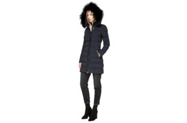 Image of Mackage Calla Lightweight Down Coat With Fur Trimmed Hood - Womens, Navy, Small CALLA-NAVY-S