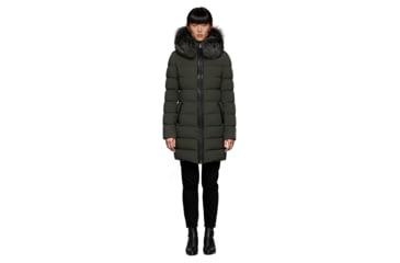 Image of Mackage Calla Lightweight Down Coat With Fur Trimmed Hood - Womens, Spruce, Small, CALLA-SPRUCE-S