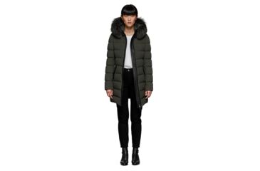 Image of Mackage Calla Lightweight Down Coat With Fur Trimmed Hood - Womens, Spruce, Small, CALLA-SPRUCE-S