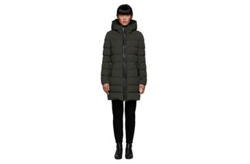 Image of Mackage Calla Lightweight Down Coat With Fur Trimmed Hood - Womens, Spruce, Small, CALLA-SPRUCE-S