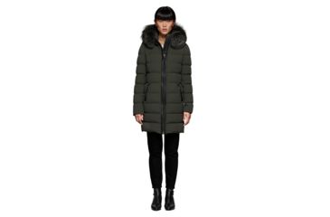 Image of Mackage Calla Lightweight Down Coat With Fur Trimmed Hood - Womens, Spruce, Small, CALLA-SPRUCE-S