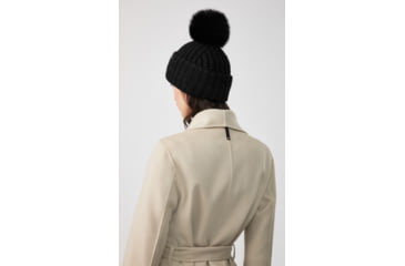 Image of Mackage Doris Classic Knit Hat w/ Fox Fur Pompom - Womens, Black/Black, One Size, Doris-R-Black/Black