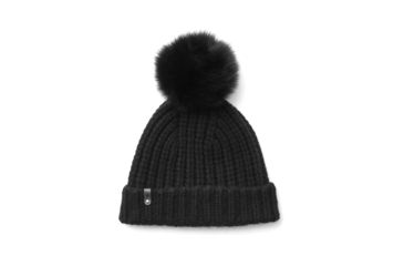Image of Mackage Doris Classic Knit Hat w/ Fox Fur Pompom - Womens, Black/Black, One Size, Doris-R-Black/Black