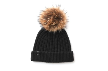 Image of Mackage Doris Classic Knit Hat w/ Fox Fur Pompom - Womens, Black, One Size, Doris-R-Black