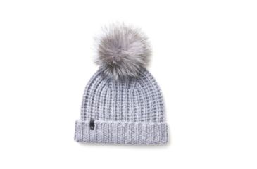 Image of Mackage Doris Classic Knit Hat w/ Fox Fur Pompom - Womens, Grey, One Size, Doris-R-Grey