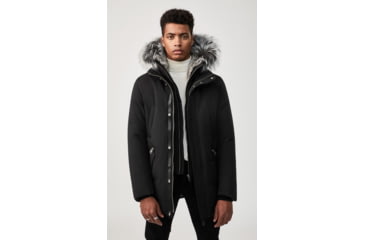 Image of Mackage Edward Down Parka - Mens, Black / Silverfox Fur, 36, Edward-XR-Bl/Silv-36