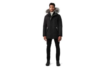 Image of Mackage Edward Down Parka - Mens, Black / Silverfox Fur, 36, Edward-XR-Bl/Silv-36