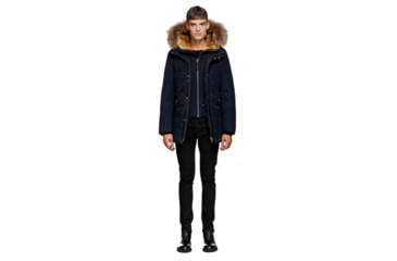 Image of Mackage Edward Hip Length Down Winter Parka With Fur - Men's, Navy, 36, EDWARD-NAVY-36
