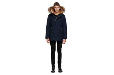 Image of Mackage Edward Hip Length Down Winter Parka With Fur - Men's, Navy, 36, EDWARD-NAVY-36