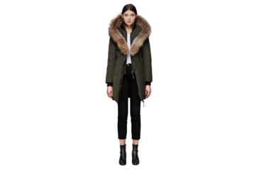 Image of Mackage Kay Mid Length Winter Down Coat With Fur Collar - Womens, Army, Small, KAY-ARMY-S