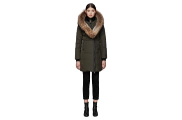 Image of Mackage Kay Mid Length Winter Down Coat With Fur Collar - Womens, Army, Small, KAY-ARMY-S