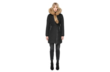 Image of Mackage Kay Mid Length Winter Down Coat With Fur Collar - Womens, Black, Extra Small KAY-BLACK-XS