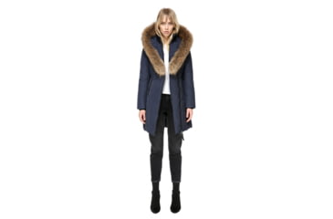 Image of Mackage Kay Mid Length Winter Down Coat With Fur Collar - Womens, Ink, Extra Small KAY-INK-XS