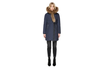 Image of Mackage Kay Mid Length Winter Down Coat With Fur Collar - Womens, Ink, Extra Small KAY-INK-XS