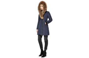 Image of Mackage Kay Mid Length Winter Down Coat With Fur Collar - Womens, Ink, Extra Small KAY-INK-XS