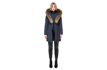 Image of Mackage Kay Mid Length Winter Down Coat With Fur Collar - Womens, Ink, Extra Small KAY-INK-XS