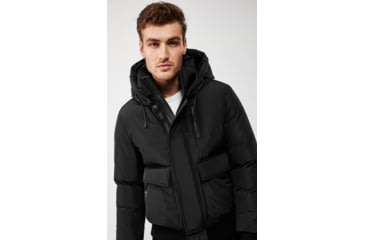 Image of Mackage Nathan Down Bomber Jacket - Mens, Black / Natural Fur, 36, Nathan-F-Black-36