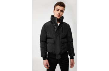 Image of Mackage Nathan Down Bomber Jacket - Mens, Black / Natural Fur, 36, Nathan-F-Black-36