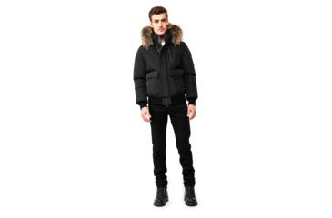 Image of Mackage Nathan Down Bomber Jacket - Mens, Black / Natural Fur, 36, Nathan-F-Black-36