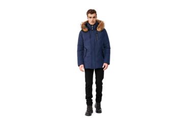 Image of Mackage Raf Down Coat - Mens, Navy / Natural Fur, 42, Raf-Navy-42