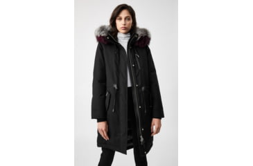 Image of Mackage Rena Twill Parka - Womens, Black / Silverfox Dyed to Berry, Medium, Rena-DXR-Black/Berry-M