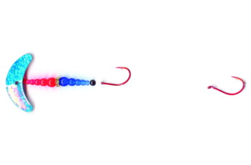 Image of Macks Lure Double Whammy Pro Spinner Rig, 2 Number 4 Hooks, 72in Leader, Blue Sparkle Smile Blade/Flo Orange/Flo Blue Bead, 17803