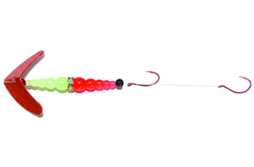 Image of Macks Lure Double Whammy Pro Spinner Rig, 2 Number 4 Hooks, 72in Leader, Copper Scale Smile Blade/Glow/Flo Orange Bead, 17804