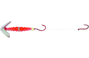Image of Macks Lure Double Whammy Pro Spinner Rig, 2 Number 6 Hooks, 72in Leader, Silver Scale Smile Blade/Flo Orange Bead, 17900