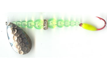 Image of Macks Lure Kokanee Killer Number 6 Single Hook, 48in Leader Hammered Nickel Blade/Flo Chartreuse Bead/Corn Yellow Glo Hook, 16202