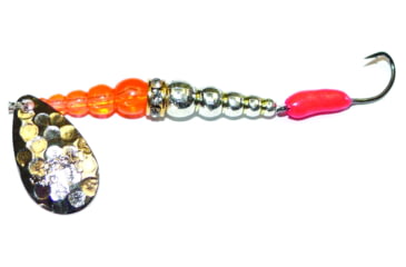 Image of Macks Lure Kokanee Killer Number 6 Single Hook, 48in Leader Hammered Nickel Blade/Flo Fire Orange/Chrome Bead/Hot Cerise Glo Hook, 16211