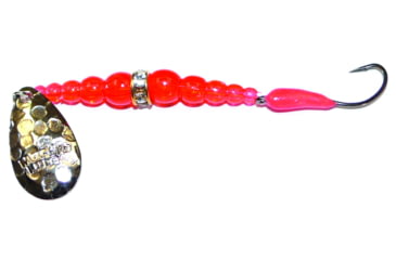 Image of Macks Lure Kokanee Killer Number 6 Single Hook, 48in Leader Hammered Nickel Blade/Flo Orange Bead/Hot Cerise Glo Hook, 16200