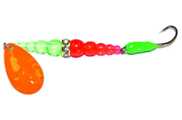 Image of Macks Lure Kokanee Killer Number 8 Single Hook, 48in Leader, Orange Blade/Flo Green/Flo Orange Bead/Green Glo Hook, 16310