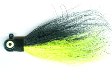 Image of Macks Lure Rock Dancer Bucktail Jig, 3/8 oz, 2/0 Hook Black Head/Black/Chartreuse Body, 18196