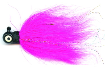 Image of Macks Lure Rock Dancer Bucktail Jig, 3/8 oz, 2/0 Hook Black Head/Cerise Body, 18182